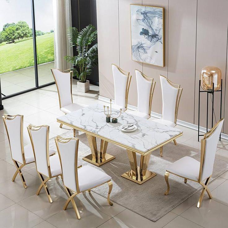 White Marble Dining Table by GAD Furnitures